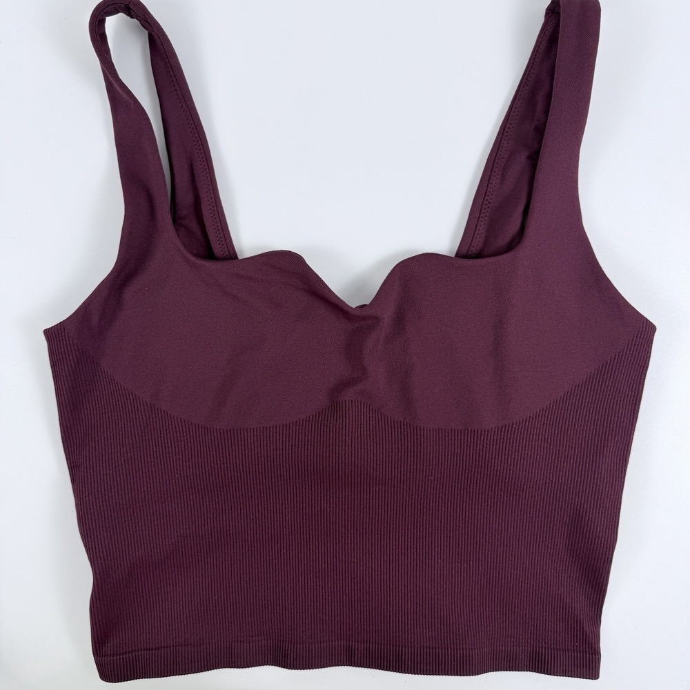Victoria's Secret PINK Soft Seamless Notched Burgundy Stretch Tank Top L NWT